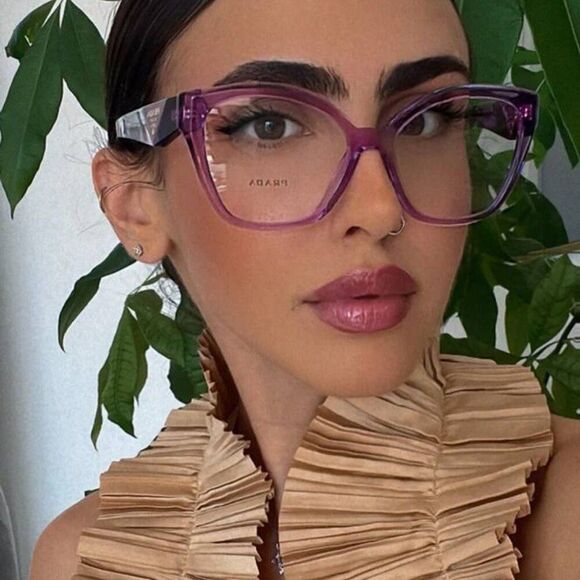 🕶️ New Prada PR20ZV 13R1O1 Eyeglasses - Transparent Amethyst Frame - Picture 4 of 10